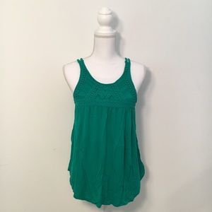 Eyeshadow Kelly Green Crocheted Tank Top Blouse
